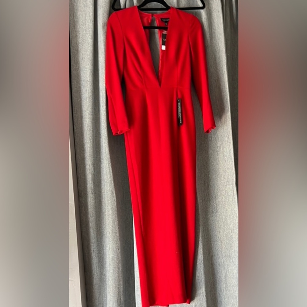 Elegant Red Long Sleeve Dress